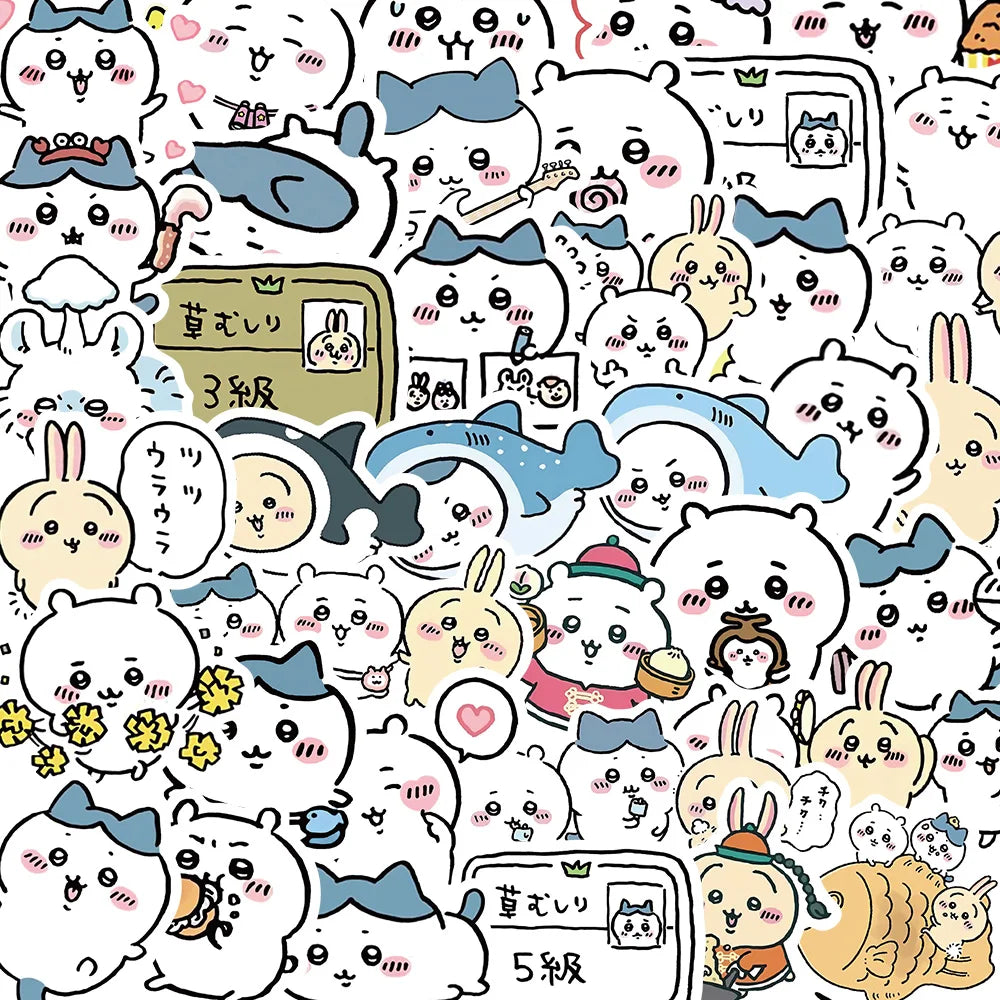 60PCS Kawaii Chiikawa Cartoon Stickers for Motorcycle, Water Cup, Skateboard, Car, Kids Toys, Gift Decoration