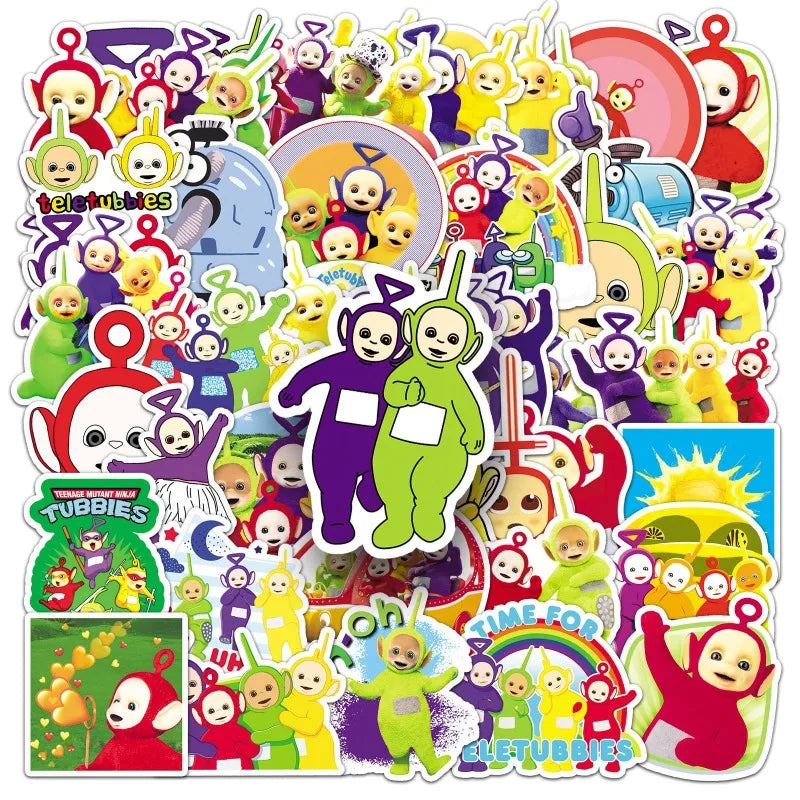 50pcs Teletubbies Stickers for Laptop, Phone, Scooter, Suitcase, Water Bottle, Stationery, Refrigerator