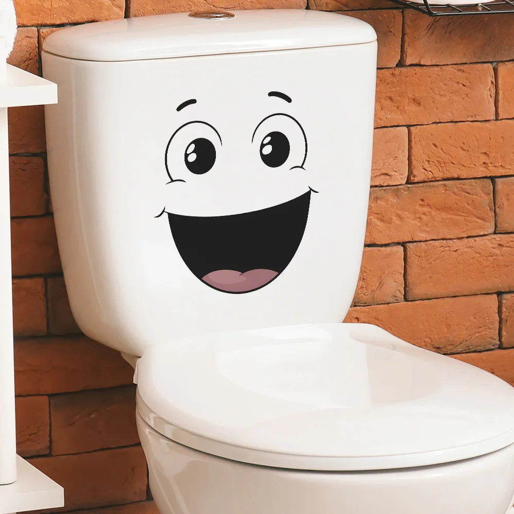 Cartoon Smiling Face Wall Sticker for Bathroom and Living Room Decor