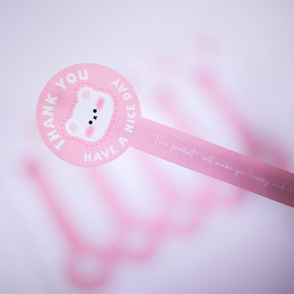 Pink Bear Thank You Stickers for Small Business (50-100pcs)
