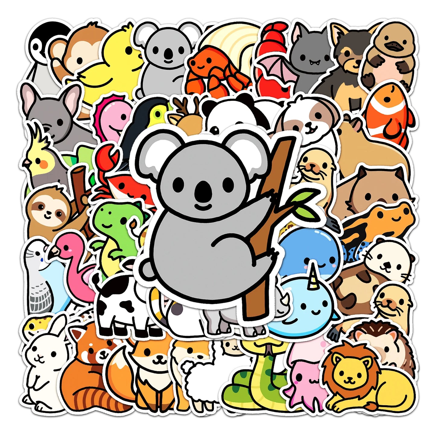 50Pcs Cute Animal Cartoon Waterproof Vinyl Stickers for Skateboard Snowboard