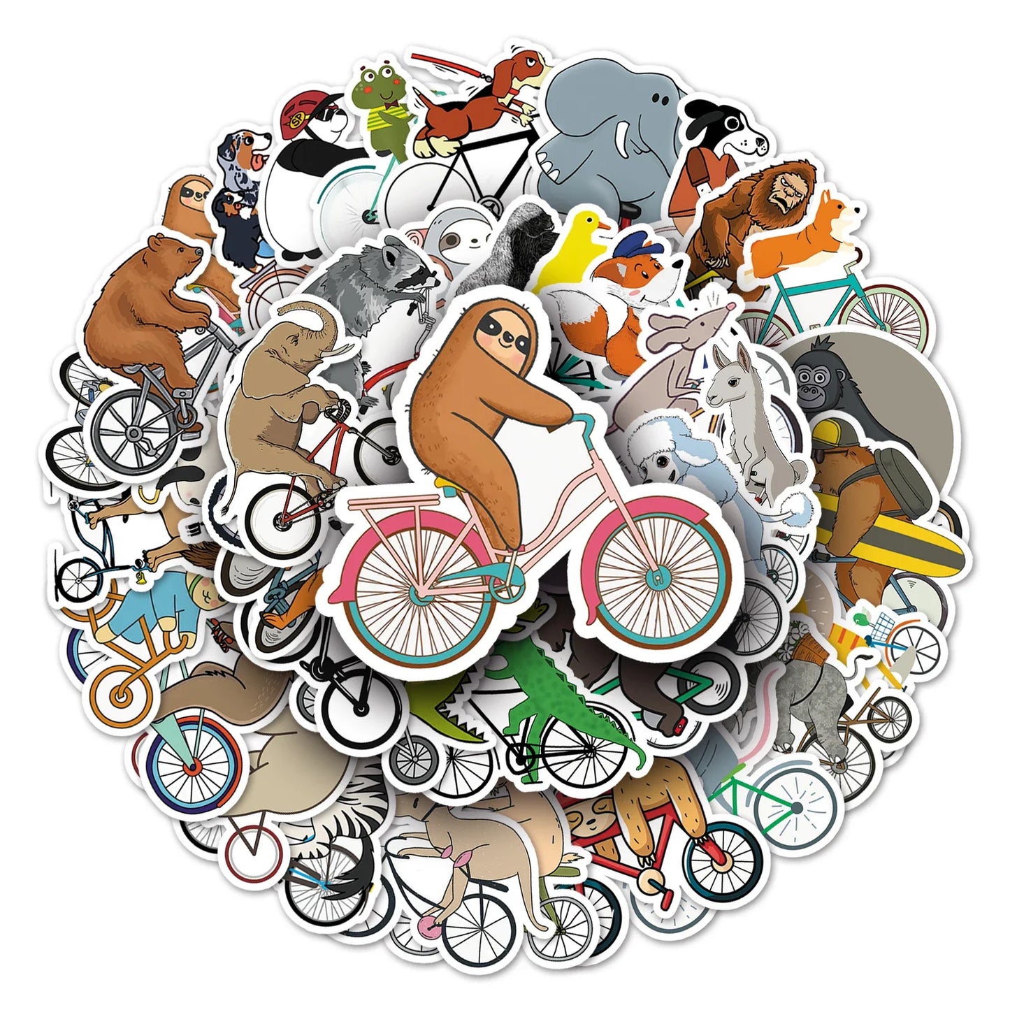 50Pcs Animal Cartoon Waterproof Vinyl Stickers for Bikes and Skateboards