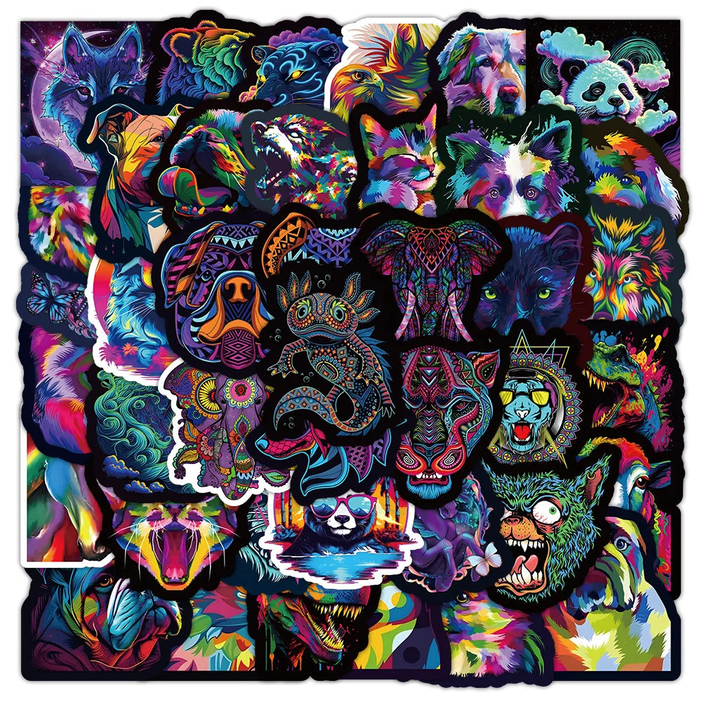 Psychedelic Animal Stickers for Phone Laptop Skateboard Helmet