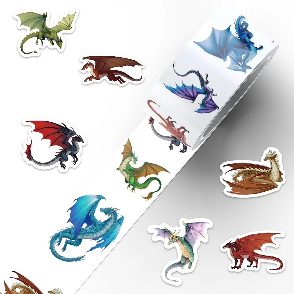 500pcs/roll Funny Cartoon Western Dragon Stickers For Laptop Luggage Guitar Phone Waterproof Vinyl Decals (10 Patterns)