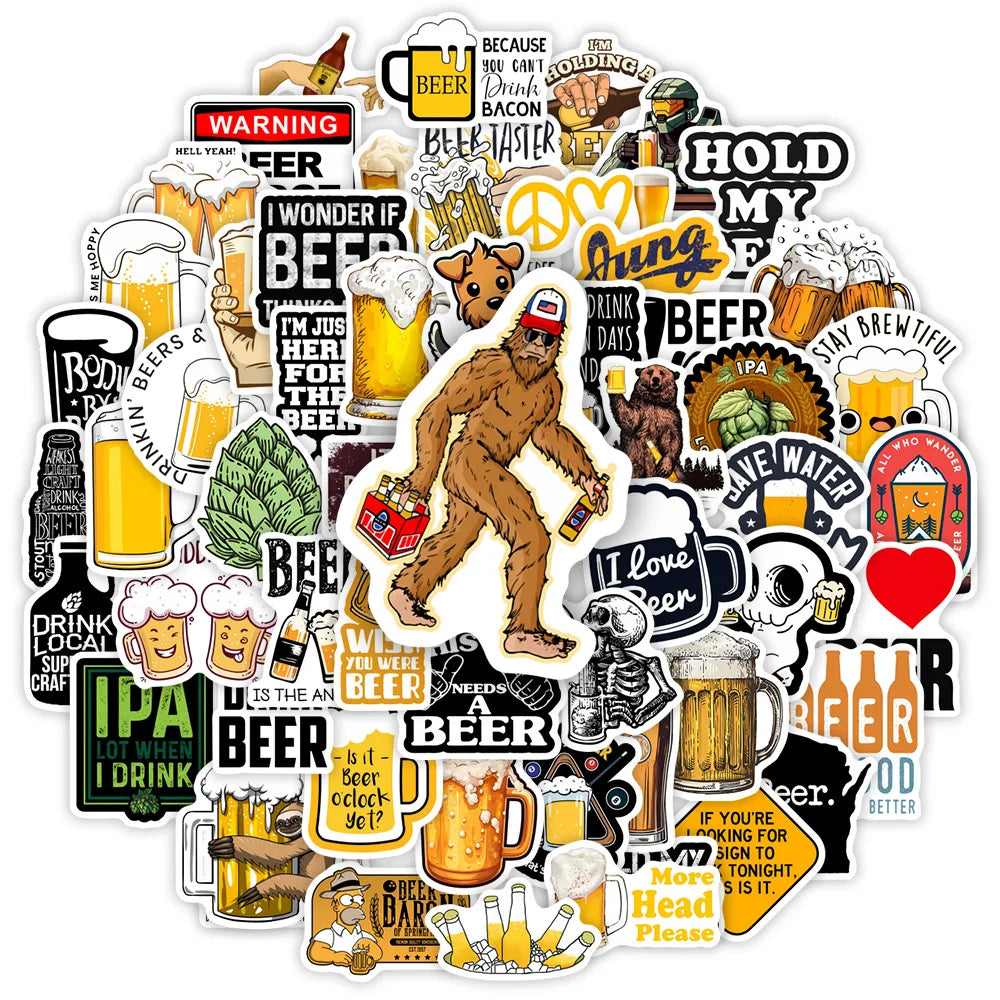 Beer Drinks Stickers DIY Cheers Celebrate Party Decal for Laptop Phone Scrapbook Luggage Decorative Bottles Graffiti Waterproof