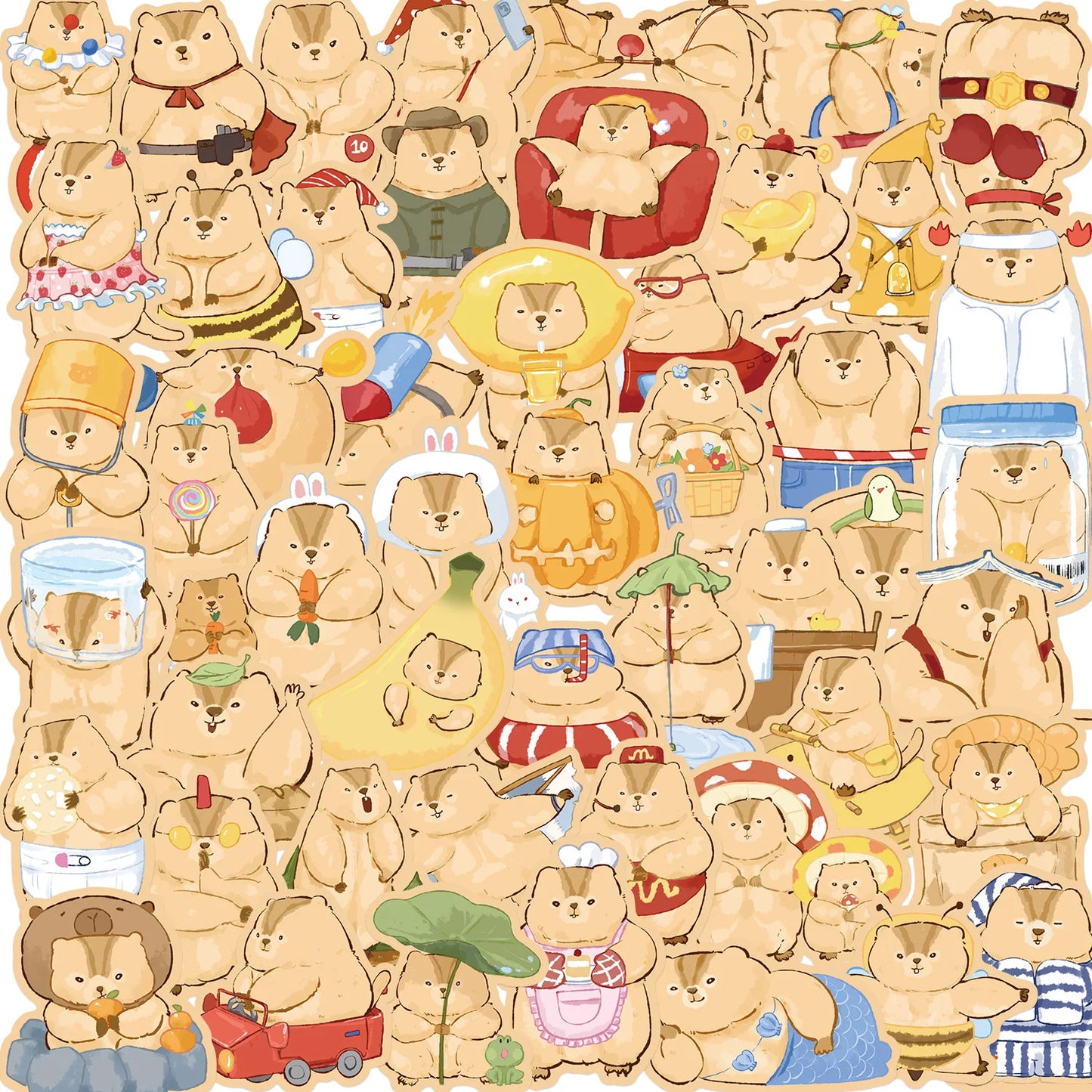 Cute Marmot Stickers 10/30/50PCS Cartoon Animal Decals Waterproof for Laptop Guitar Skateboard