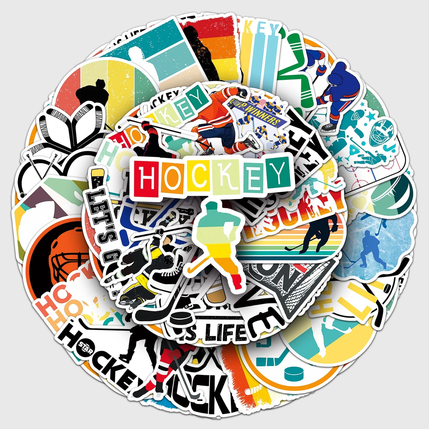 50Pcs Hockey Cartoon Waterproof Vinyl Stickers for Skateboard Snowboard Decal