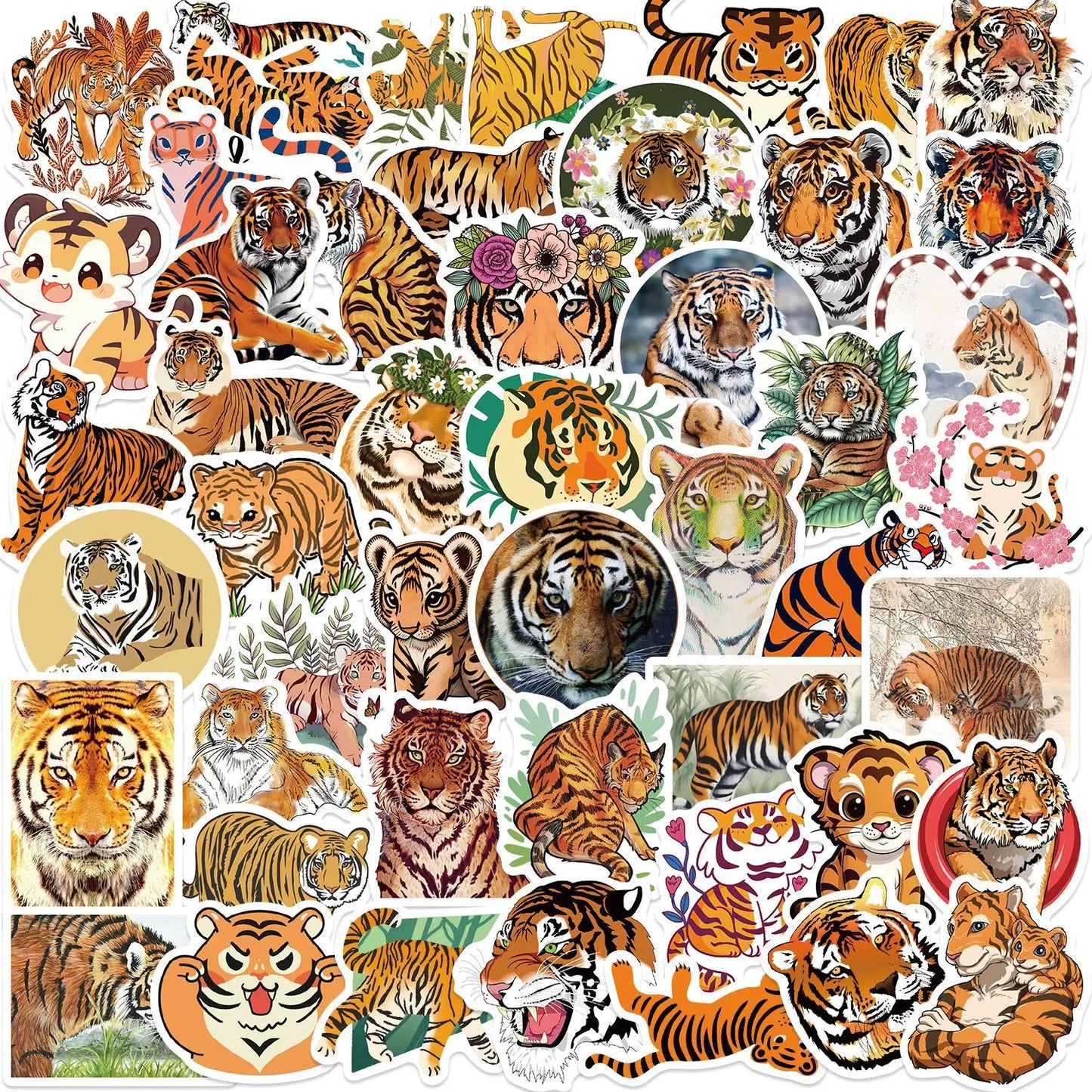 Tiger Graffiti Stickers Cartoon Animal Decals for Phone Laptop Suitcase DIY Scrapbooking