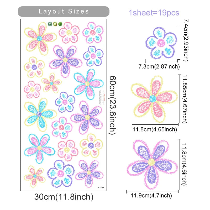 Daisy Flower Wall Stickers Bohemian Nursery Decor Removable Vinyl Decals