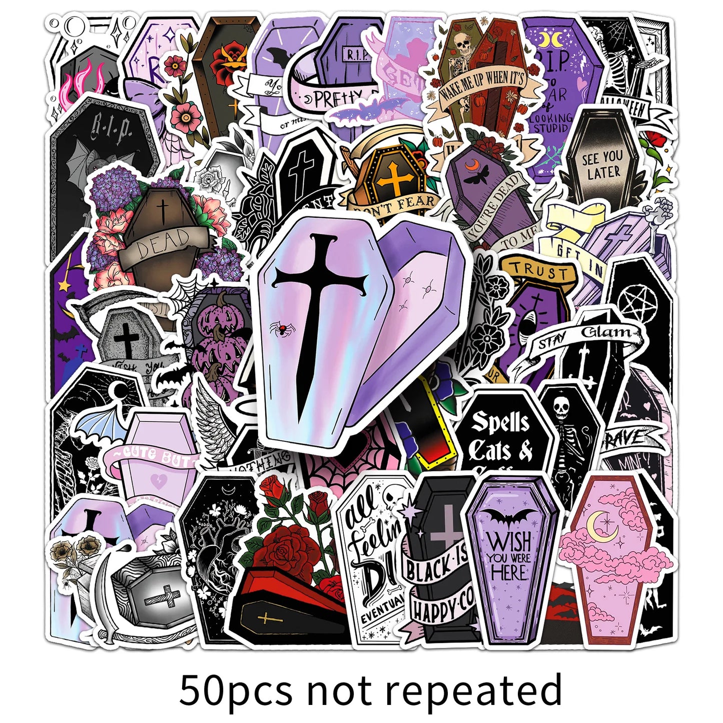 Gothic Halloween Vampire Coffin Stickers Waterproof PVC Skateboard Notebook Decor