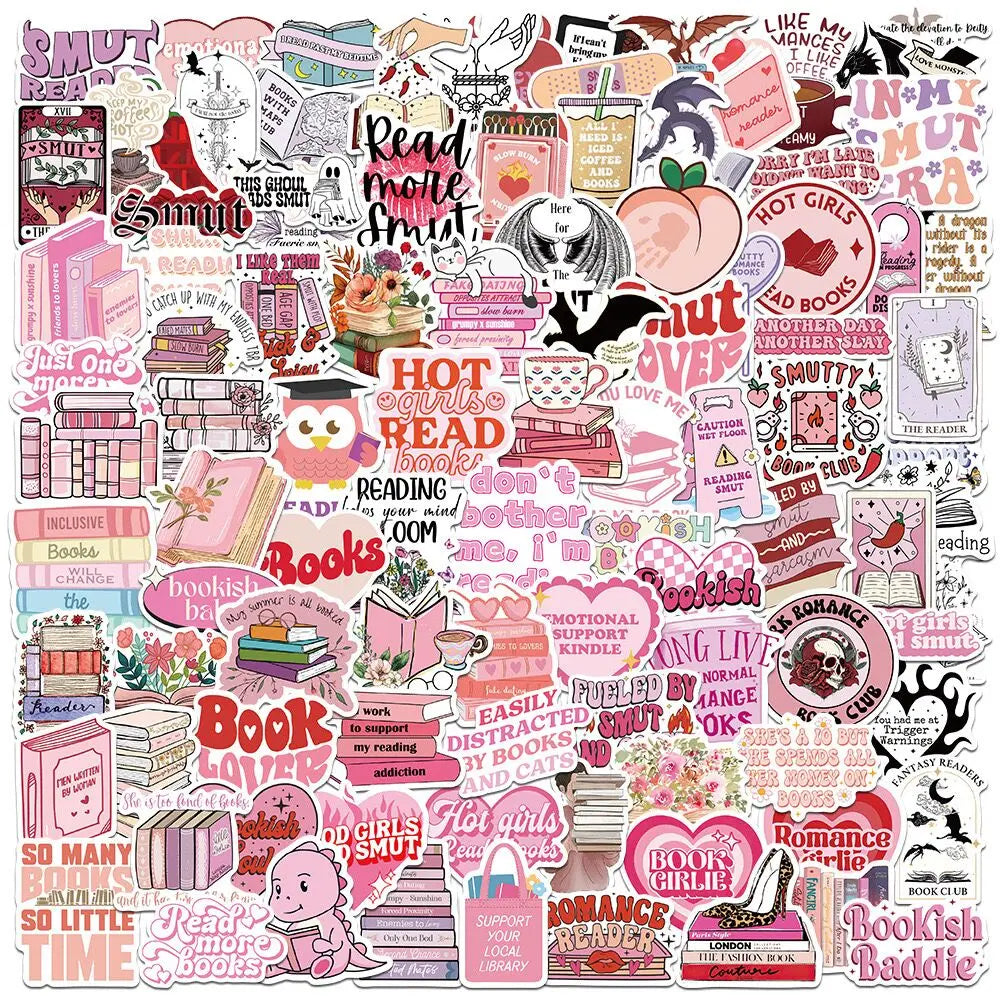 10/50/100pcs Mix Kawaii Smut Bookish Dark Romance Reading Book Stickers Aesthetic DIY Scrapbooking Notebook Laptop Phone Sticker