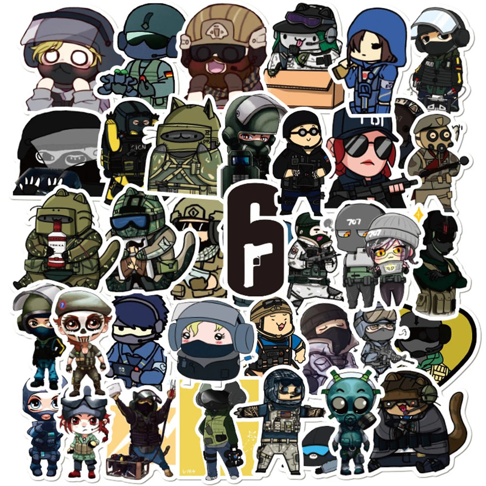 49PCS Rainbow Six Siege Waterproof Stickers for Laptop, Car, Bike