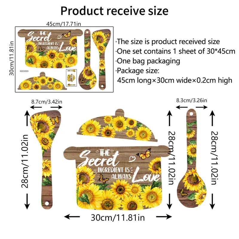 Simple English Kitchenware Sunflowers Wall Stickers Restaurant Background Decoration Wallpaper For Home Decor Living Room Decals