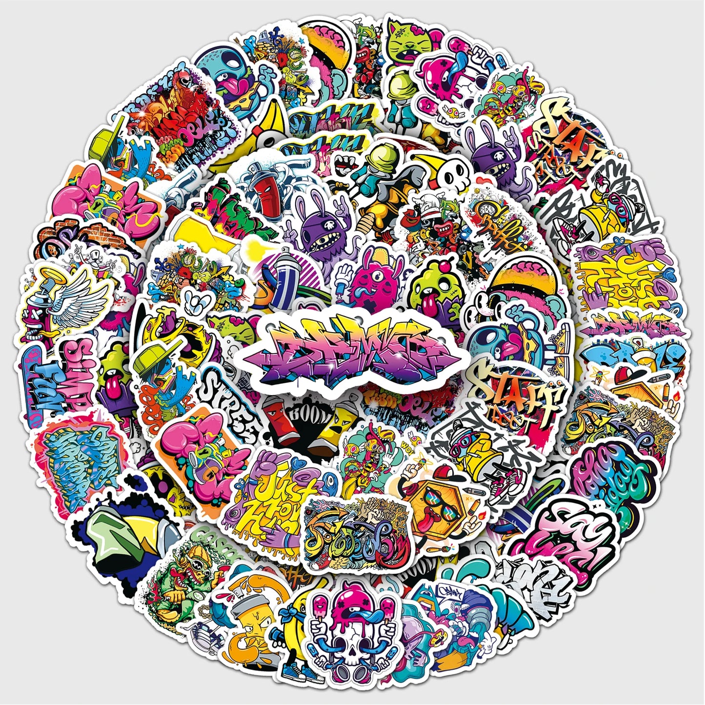 50Pcs Cartoon Graffiti Waterproof Vinyl Stickers for Skateboard Snowboard