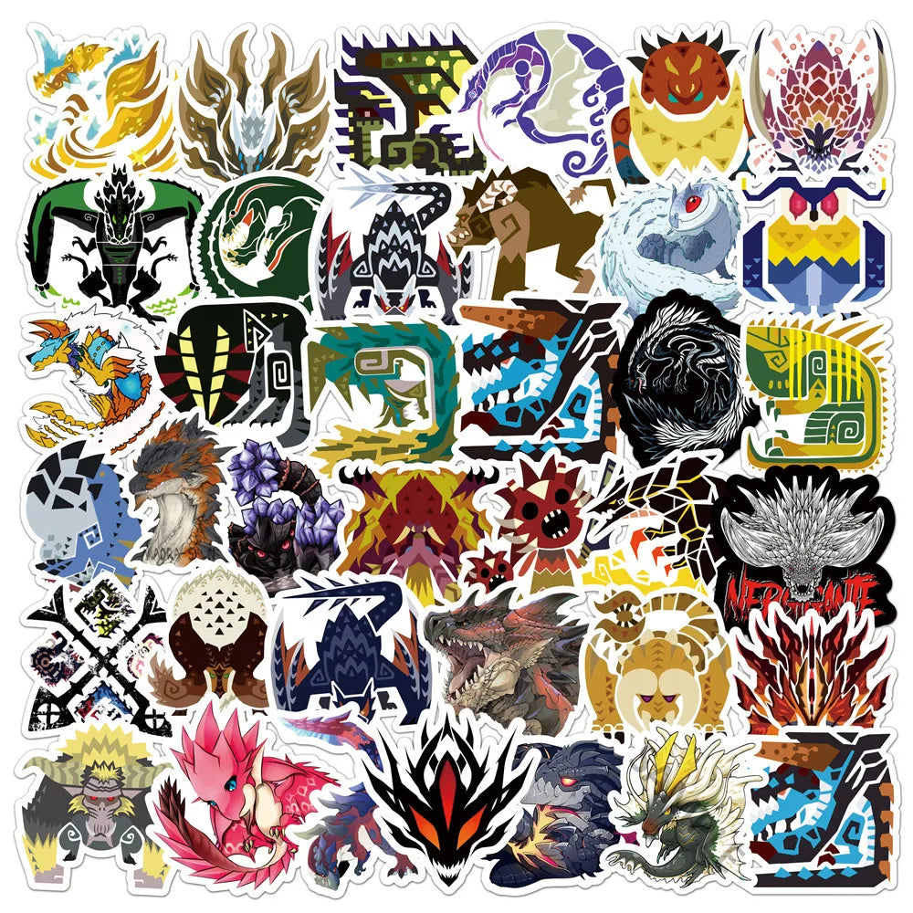 50pcs Blood Monster Hunter Stickers for Helmet, Wall, Desktop Decoration