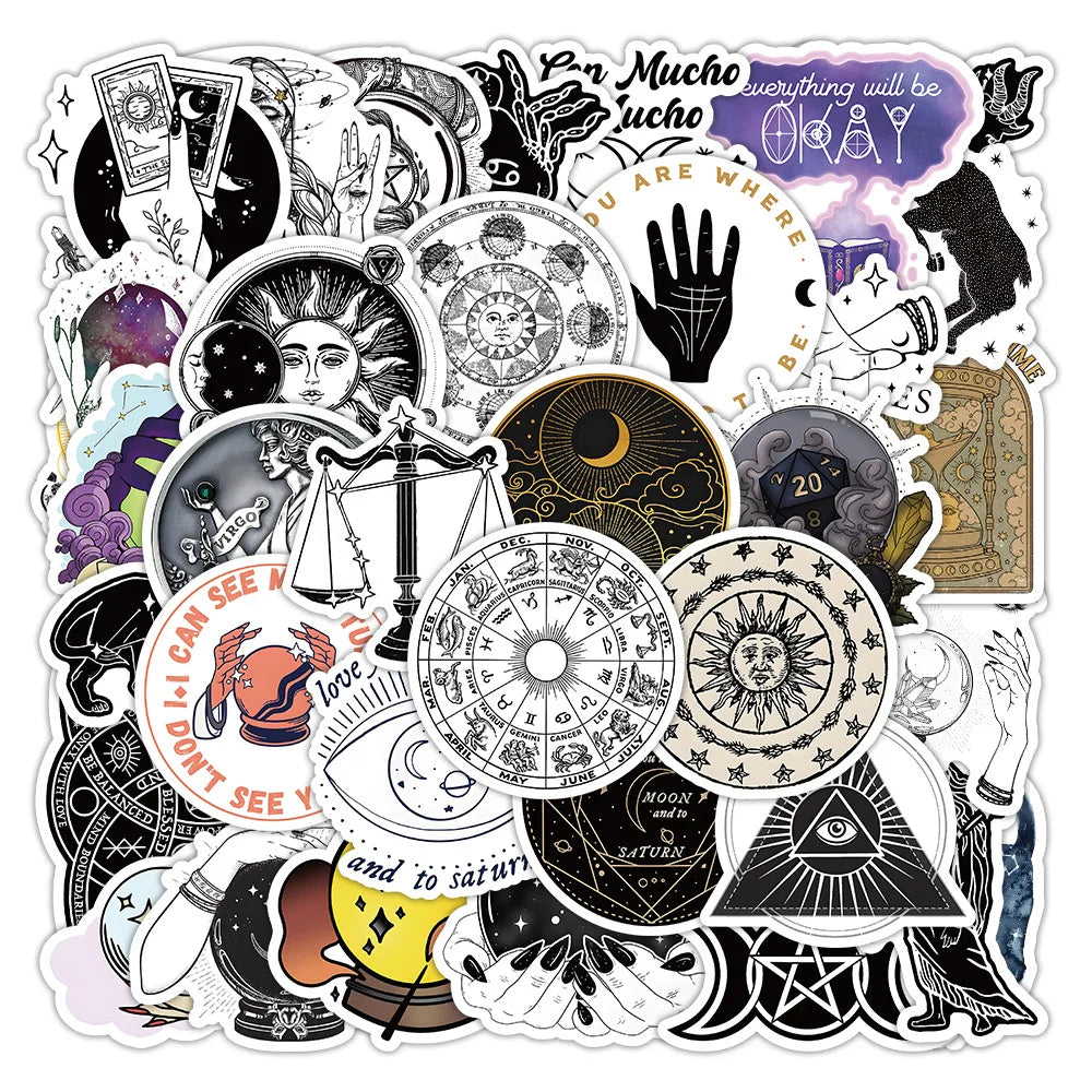 Vintage Gothic Astrology Stickers Set - Laptop Phone Suitcase Notebook Fridge Decals