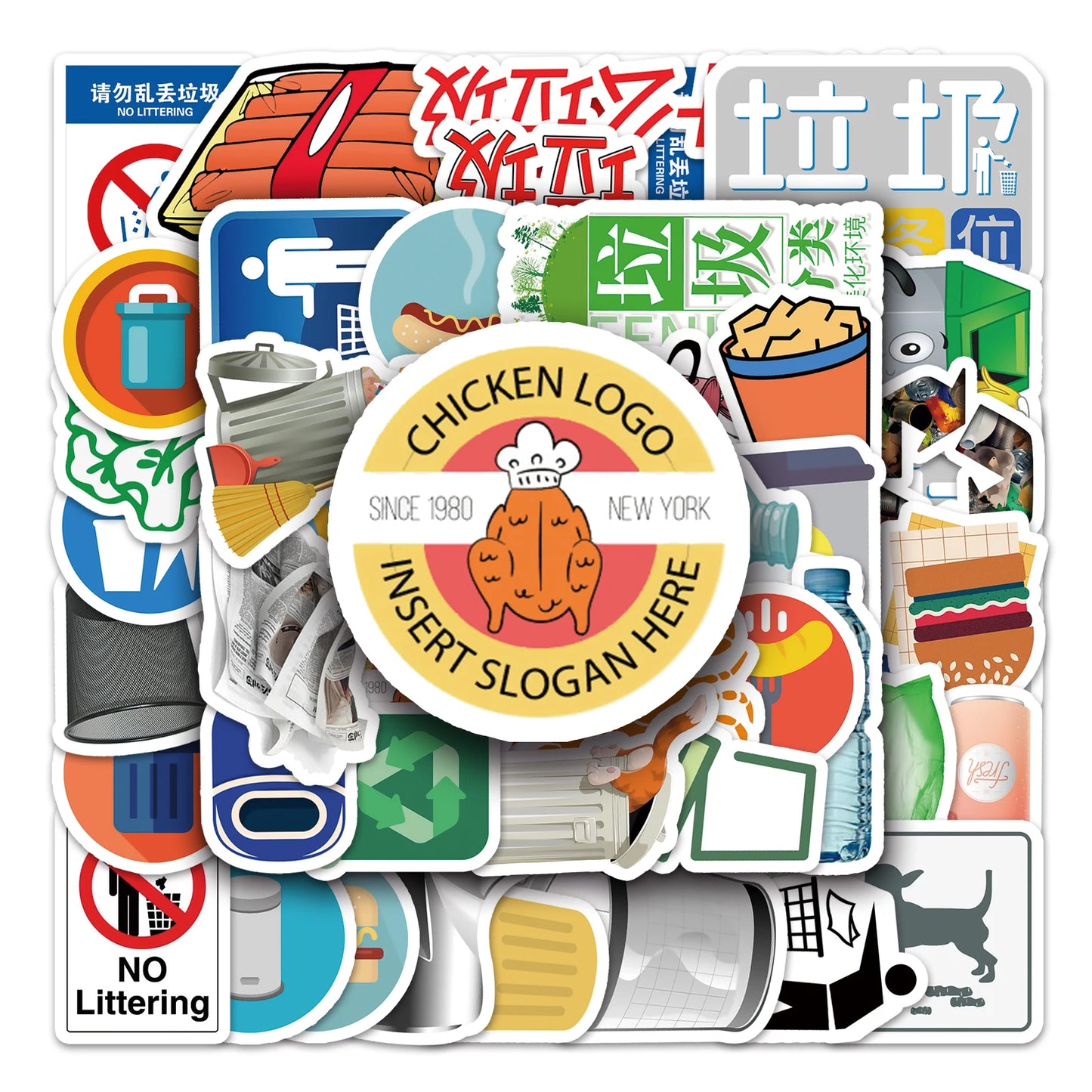 50Pcs Cartoon Junk Food Waterproof Vinyl Stickers for Skateboard Snowboard