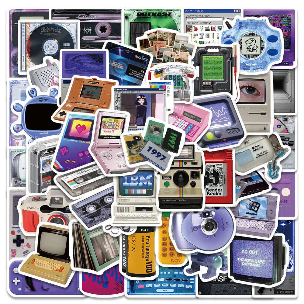 Retro Game Console Stickers for Laptop, Luggage, Skateboard - 10/30/50PCS Fun Decals for Kids