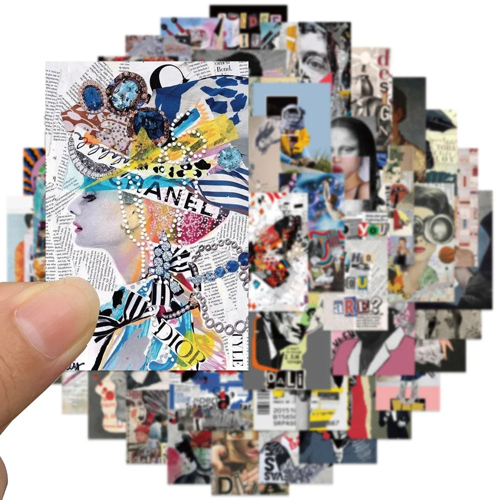 50pcs Aesthetic Water Bottle Sticker Modern Art Magazine Cover Stickers For Luggage Laptop Guitar Waterproof Vinyl Car Decals