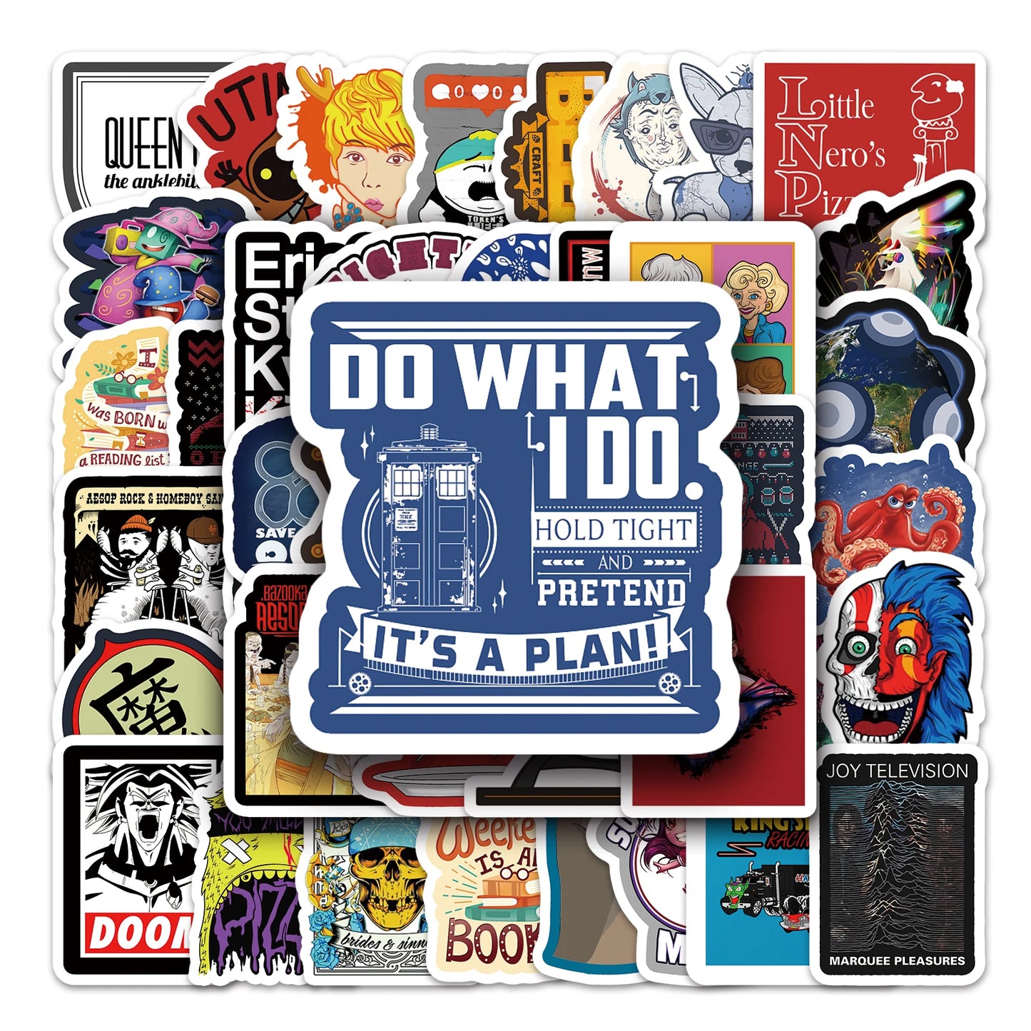 50Pcs Cartoon Waterproof Vinyl Stickers for Skateboard Snowboard Decals