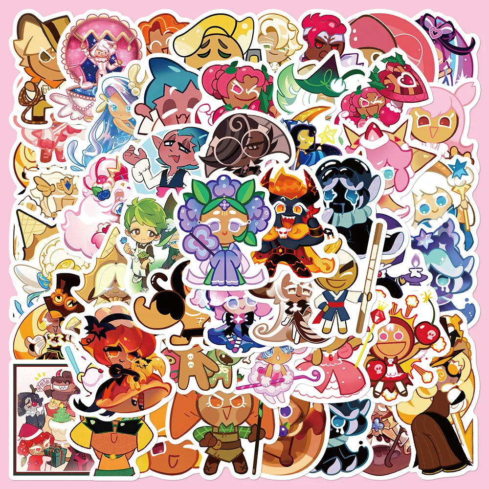 50pcs Cookie Run Kingdom Animation Stickers for Helmet, Desktop, Wall Decoration