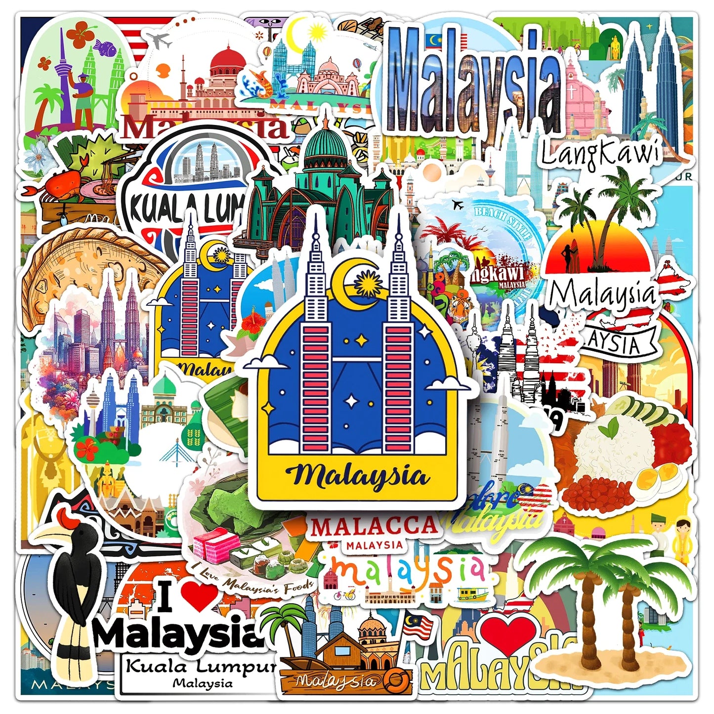 50Pcs City Series Cartoon Waterproof Vinyl Stickers for Skateboard Snowboard
