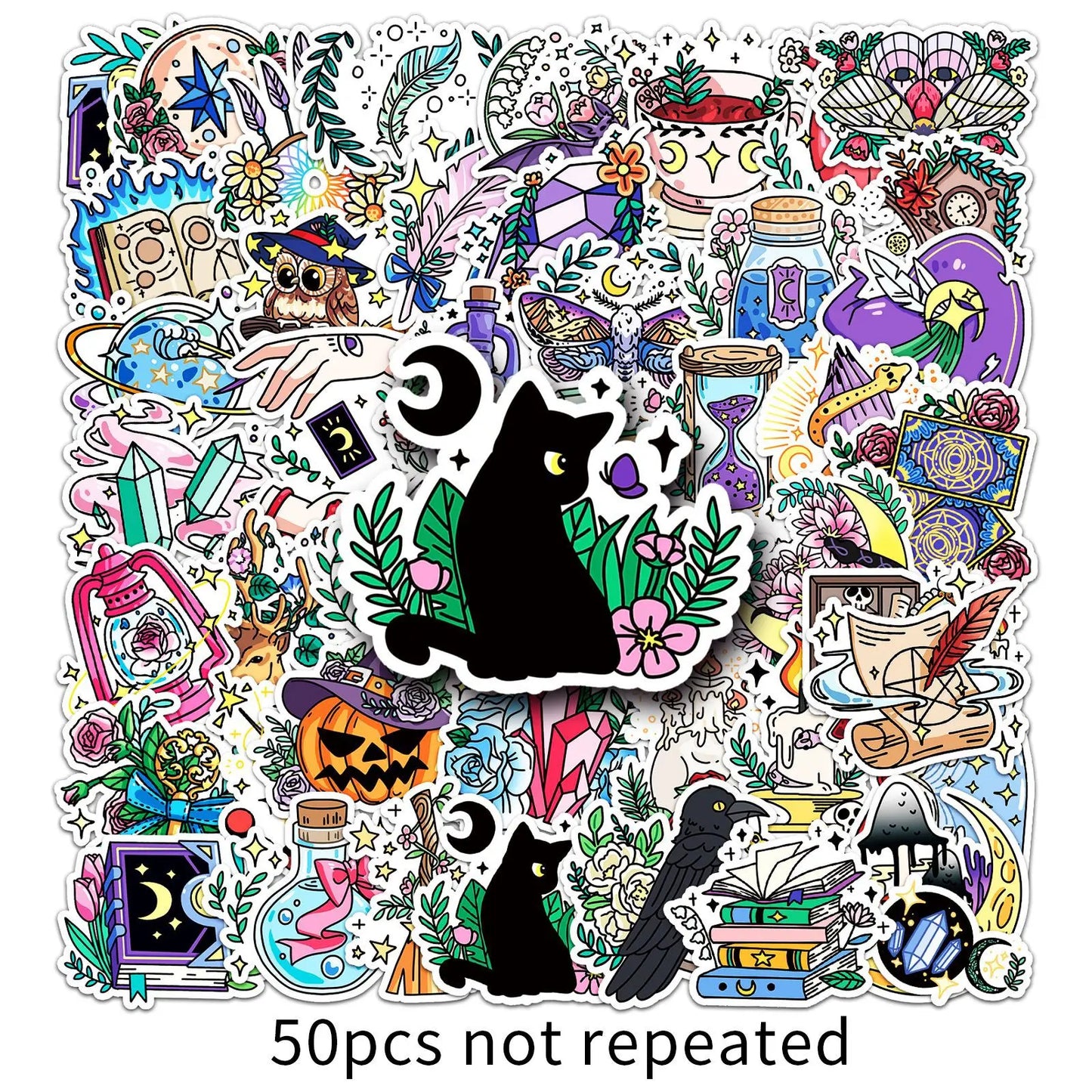 Magic Witch Crystal Stickers: Phone, Laptop, Luggage, Skateboard Decals, Fun for Kids