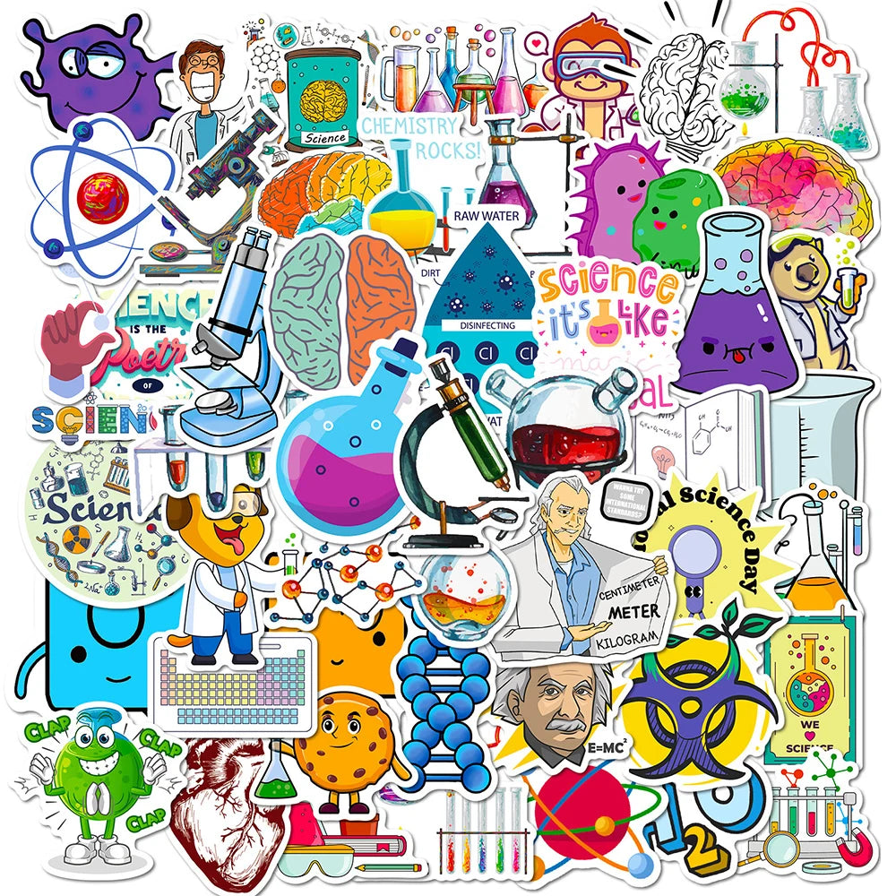 Science Lab Chemical Stickers Decals Waterproof for Laptop Phone Luggage Kids Toy
