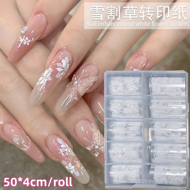 Butterfly Nail Foil Stickers - Glitter Flower Design 10 Rolls