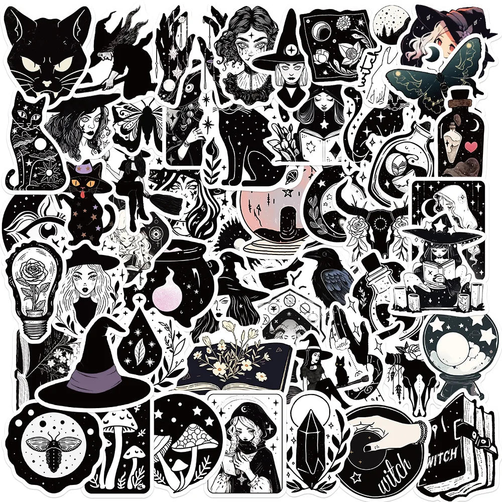 Magic Witch Cartoon Stickers for Phone Laptop Luggage Skateboard - 10/30/50PCS