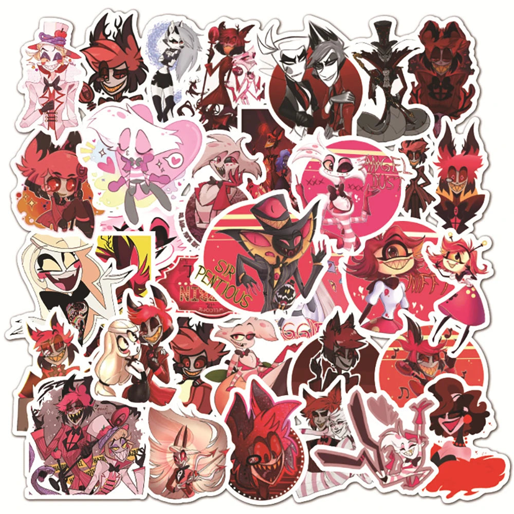 10/30/50PCS Helluva Boss Cartoon Stickers PVC Waterproof Suitcase Phone Laptop Helmet Notebook Car Bike Toys For Kids Decal Gift