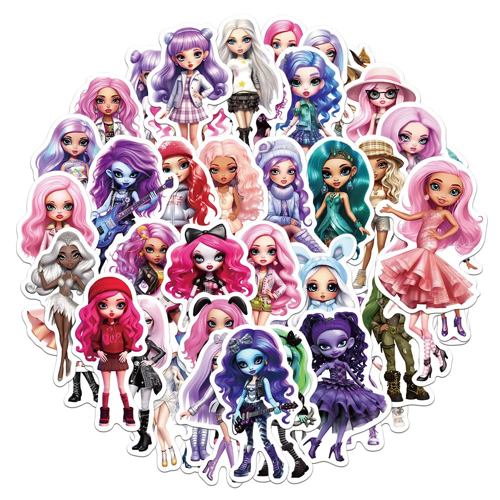 Y2K Rainbow Spice Girls Cartoon Stickers for Laptop, Luggage, Car, Fridge, DIY Vinyl (10/30/50pcs)