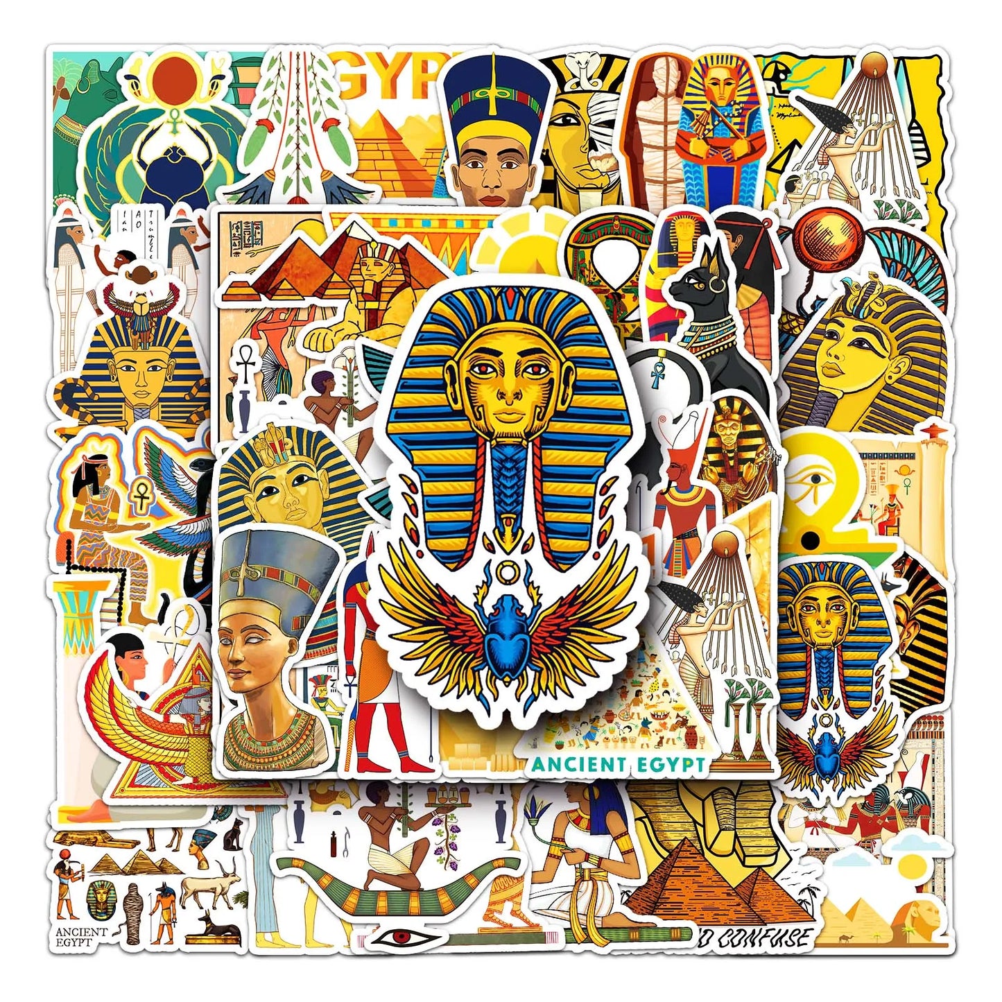 50Pcs Pharaoh Cartoon Waterproof Vinyl Stickers for Skateboard Snowboard