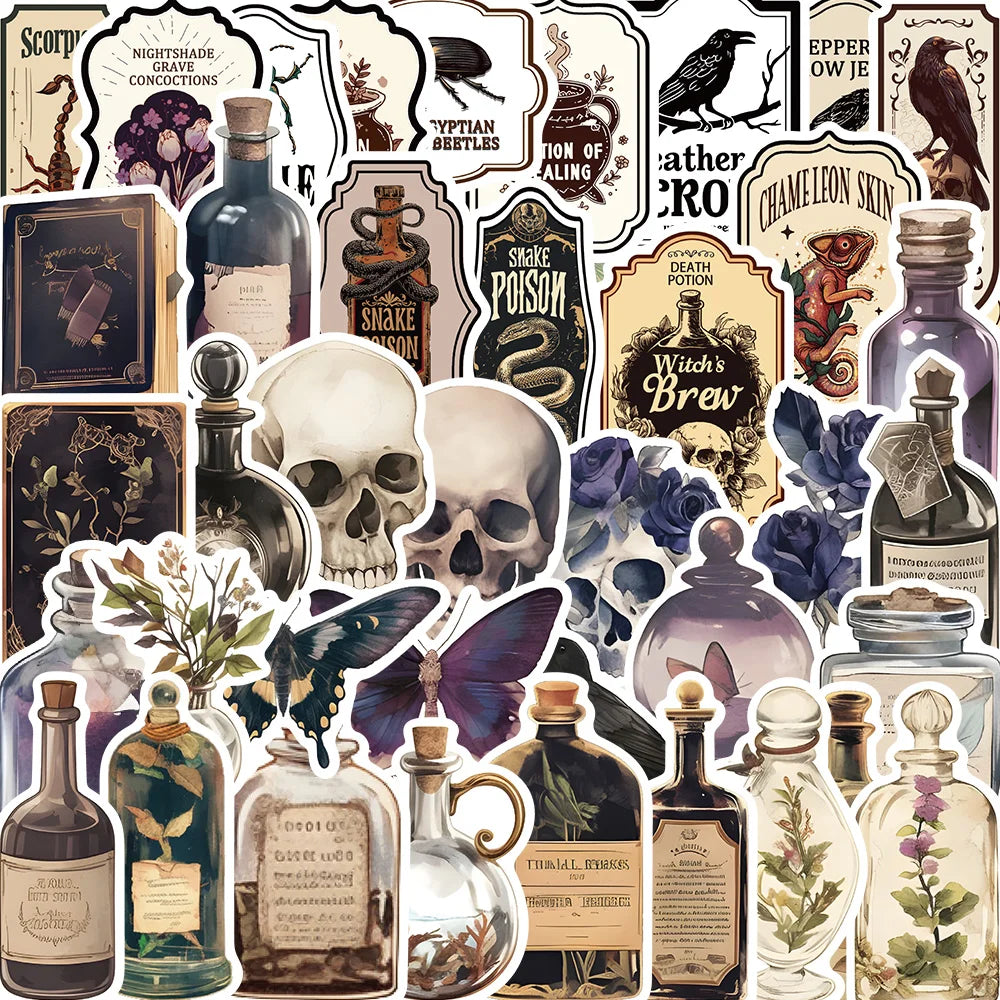 50PCS Gothic Skull Stickers for Laptop, Bike, Phone