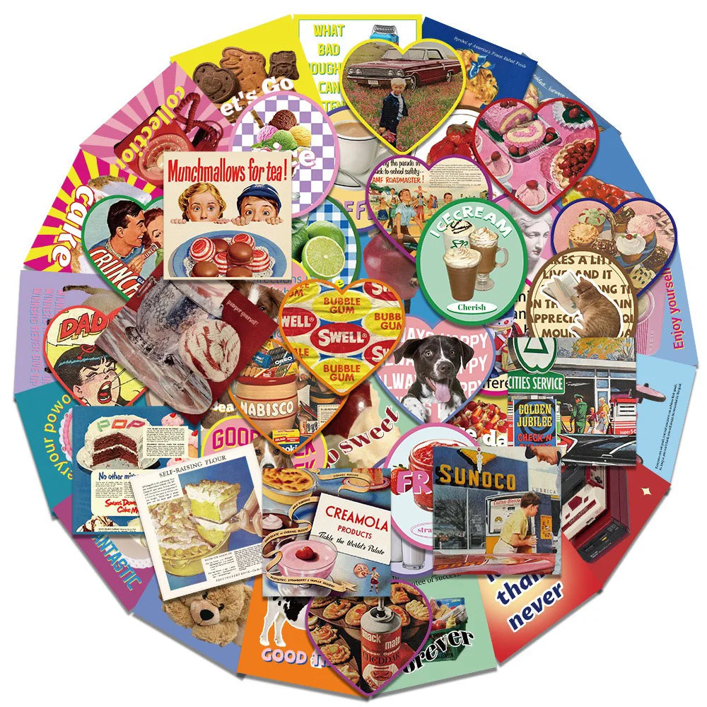 Retro Cartoon Sticker Set: Laptop, Luggage, Skateboard, DIY Decals, Fun Kids Toy (10/30/50PCS)
