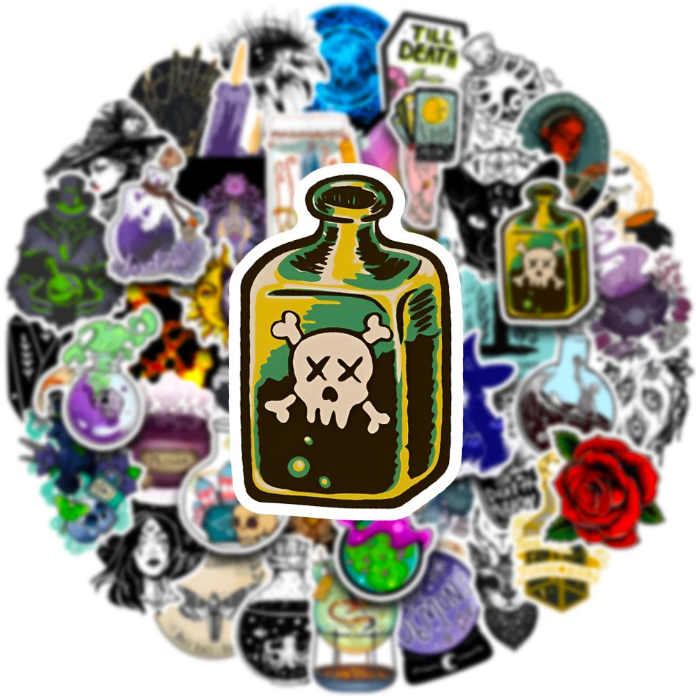 10/30/50/100pcs Gothic Apothecary Magic Witch Aesthetic Stickers Skateboard Laptop Phone Car Bike Waterproof Sticker Kid Toy