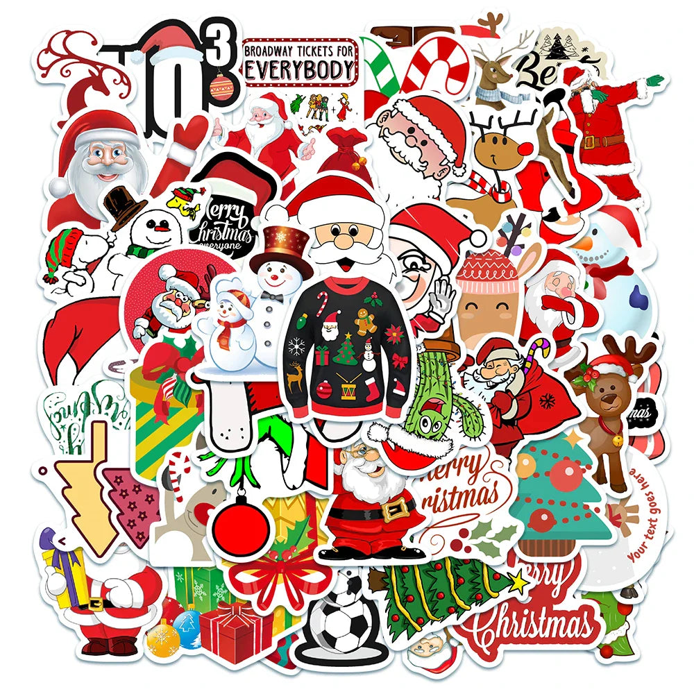 Christmas Santa Claus Stickers Skateboard Guitar Helmet Luggage Laptop Graffiti Kids Gifts