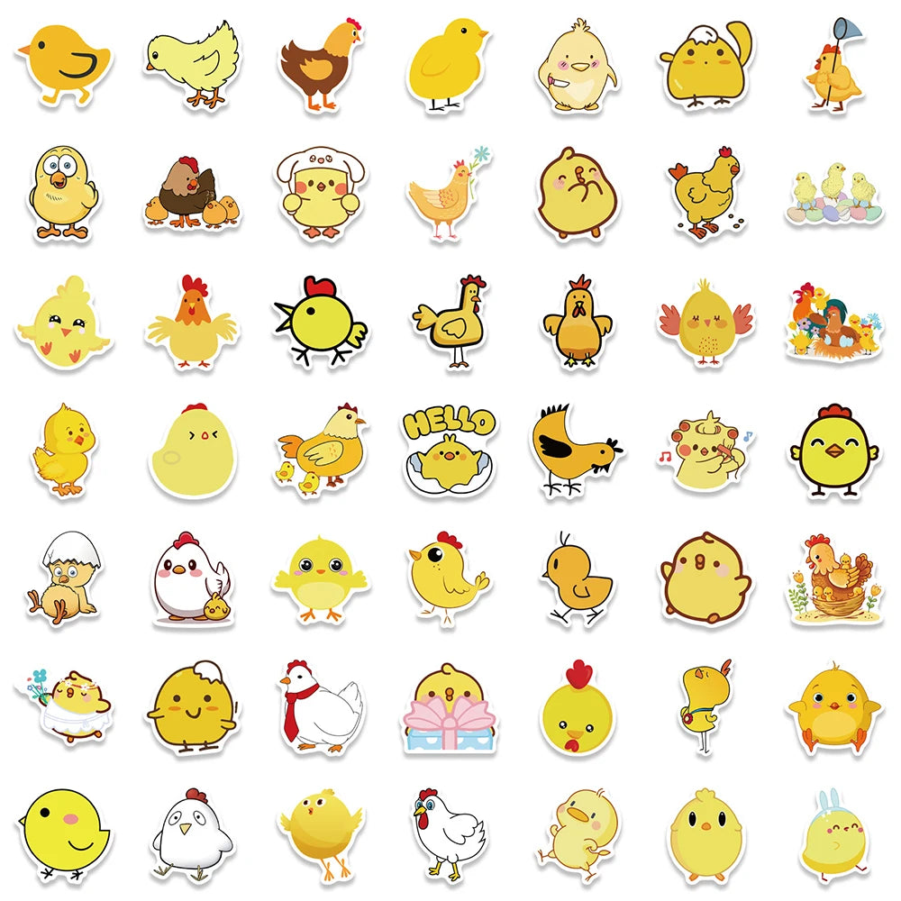 10/30/50/100PCS Cute Chicken Animall Stickers For Kids DIY Handbook Scrapbooking Phone Laptop Wall Decals Decoration Car Sticker
