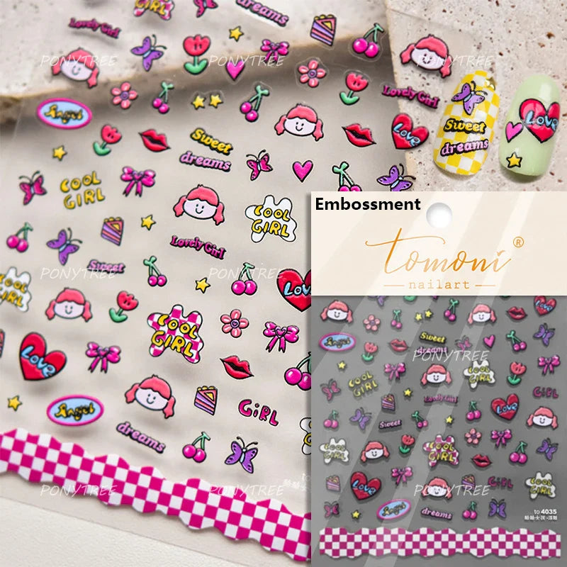 Cherry Rhinestone Nail Art Stickers - Self Adhesive Decals