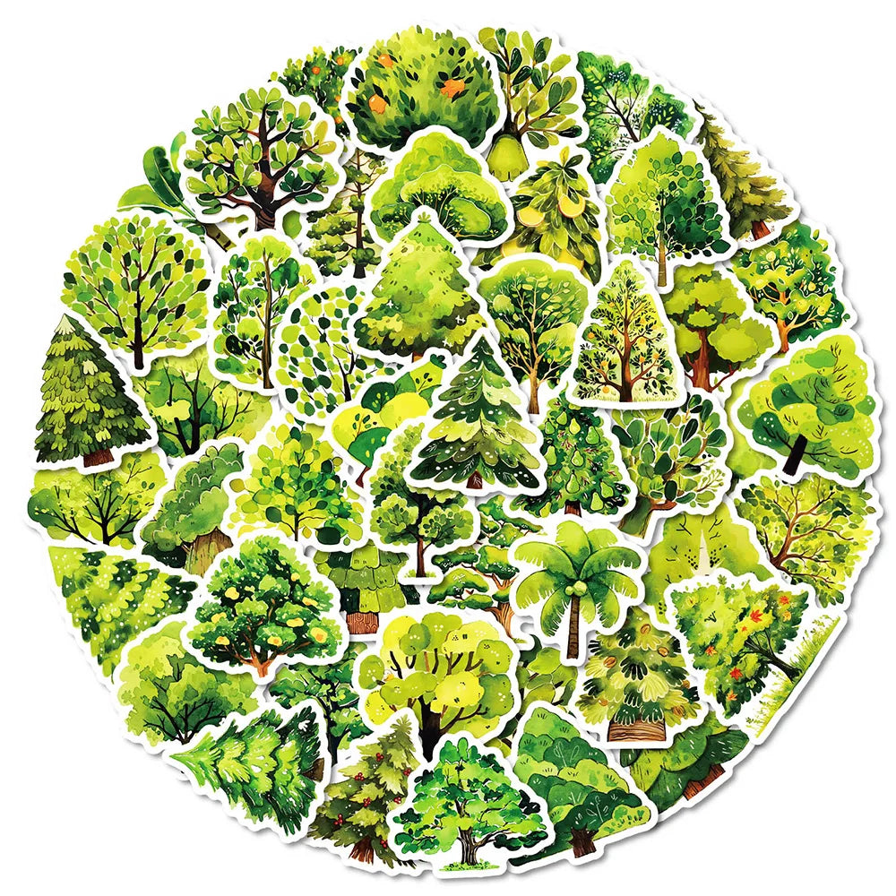 Green Plant Stickers 10/30/50pcs Waterproof Decals for DIY, Fridge, Skateboard, Notebook