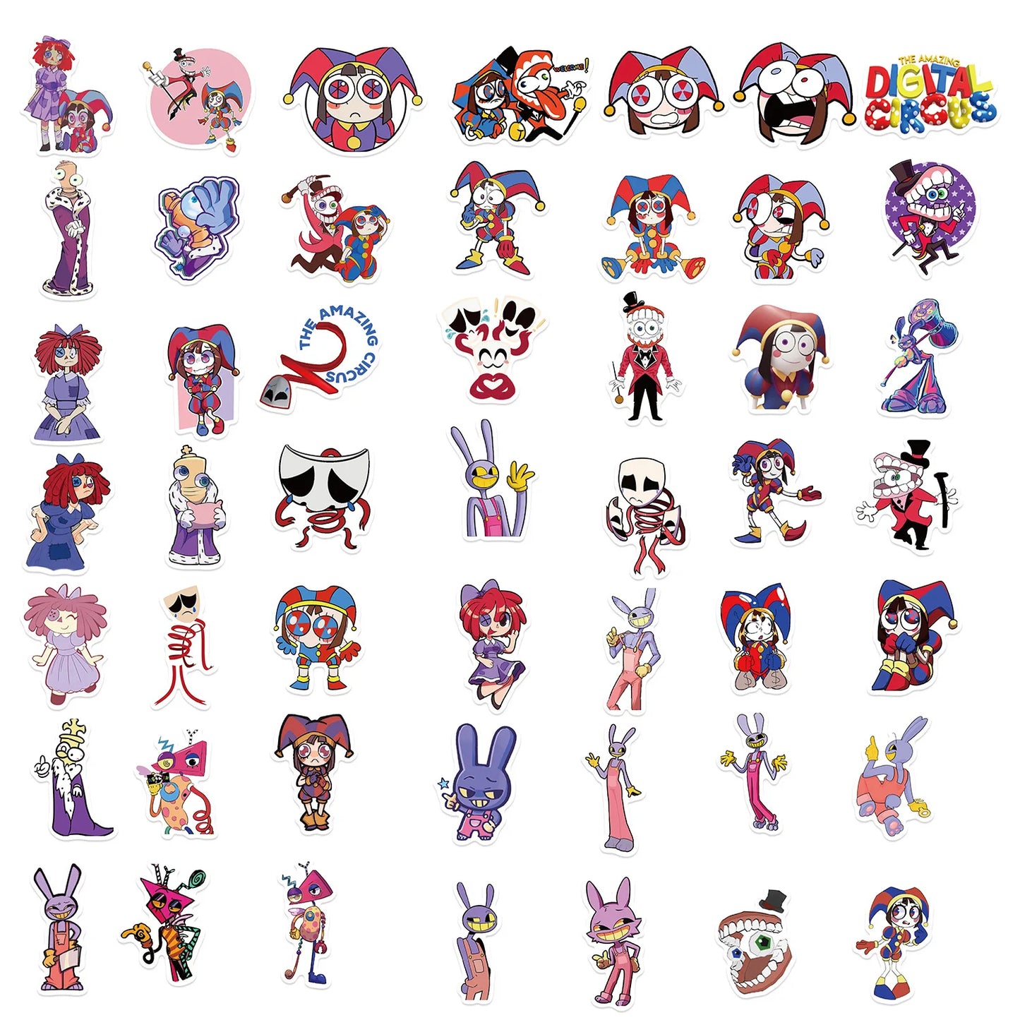 56pcs Cartoon Digital Circus Series Graffiti Stickers Suitable for Laptop Helmet Desktop Decoration DIY Sticker Toys