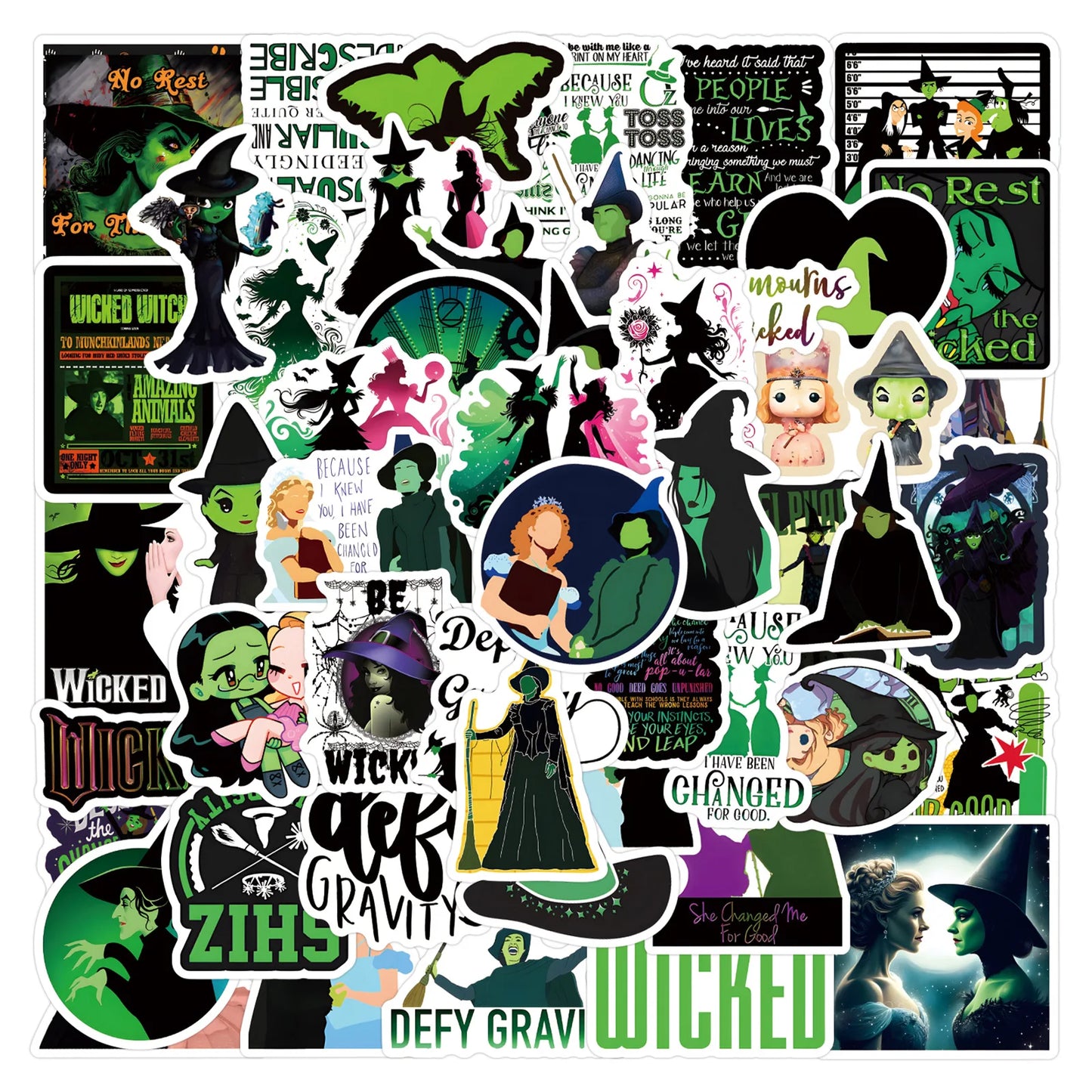 Cartoon Wicked Love Movie Stickers: 10/30/55PCS Waterproof PVC Skateboard Notebook Decor