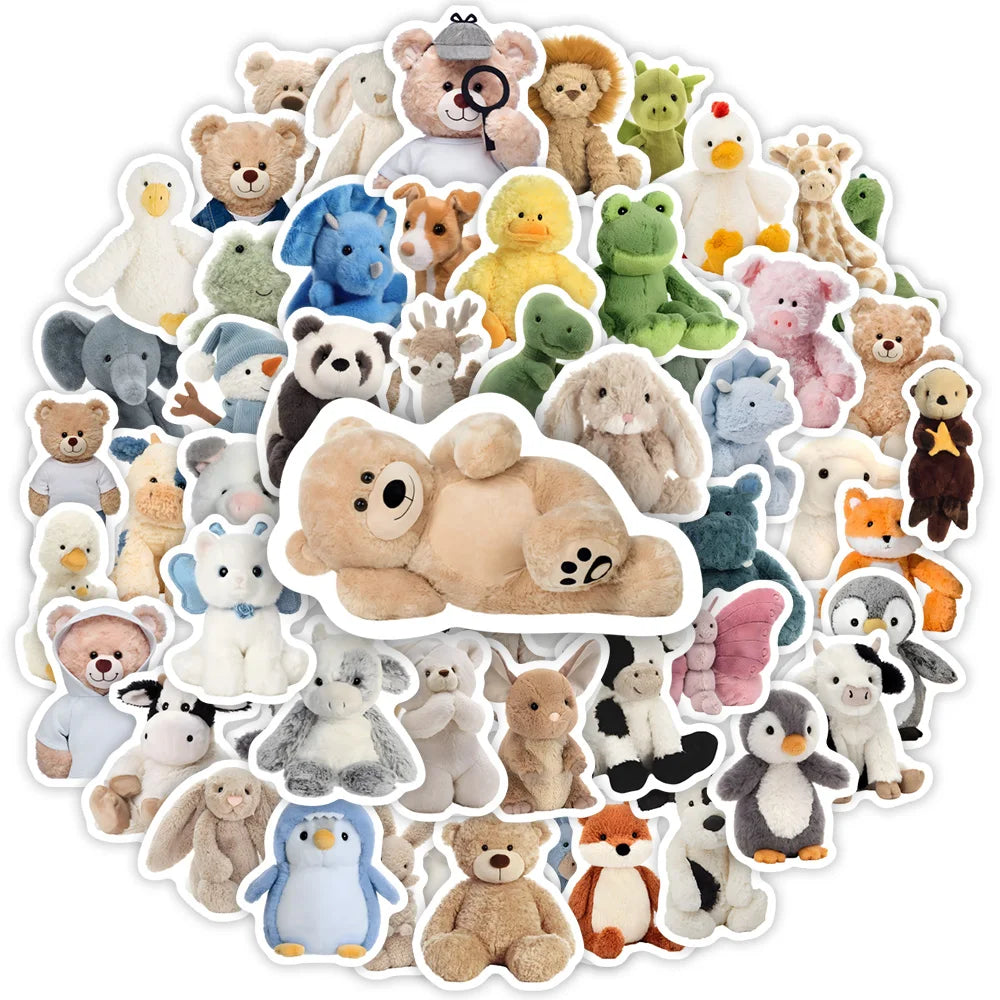 Cute Plush Cuddly Bear Stickers DIY Toy Gift Decal for Laptops Phones Luggage Decorative Design Scrapbooking Bottles Waterproof