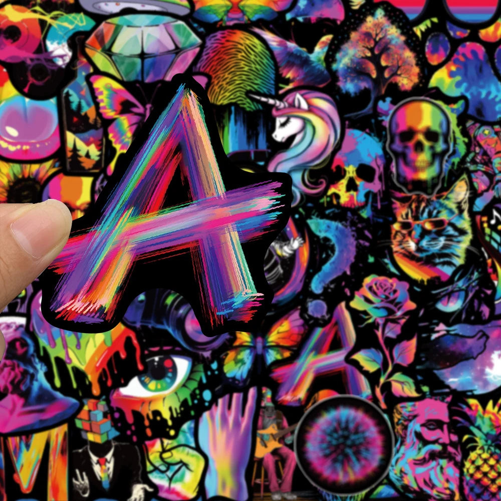 10/30/50pcs Cartoon Rainbow Cool Waterproof Stickers Aesthetic Decals DIY Laptop Suitcase Phone Car Decoration Sticker Kids Toys