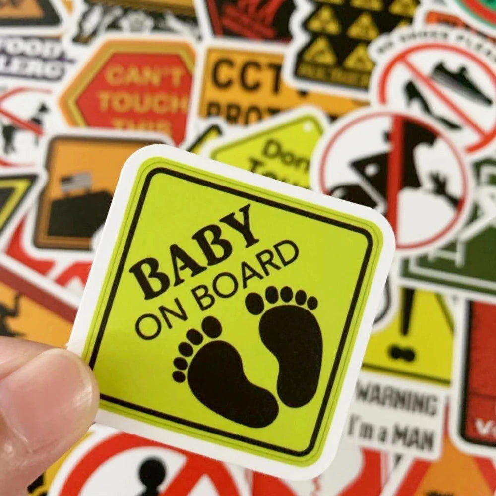 10/30/50PCS Warning and Label Sticker Packs