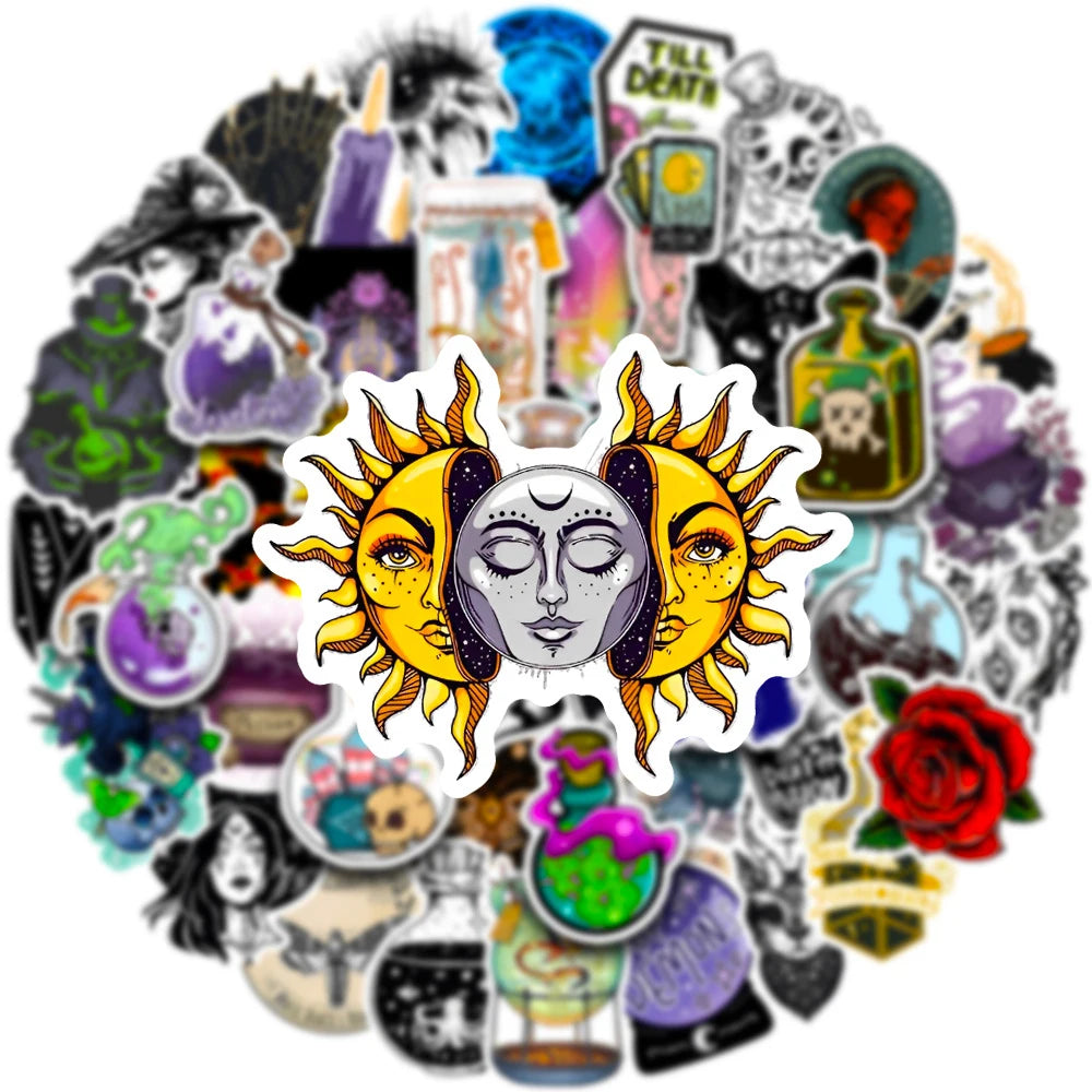 10/30/50/100pcs Gothic Apothecary Magic Witch Aesthetic Stickers Skateboard Laptop Phone Car Bike Waterproof Sticker Kid Toy