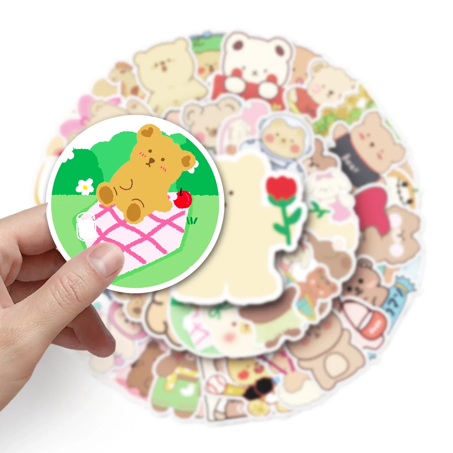 50Pcs Cute Teddy Bear Cartoon Waterproof Vinyl Stickers