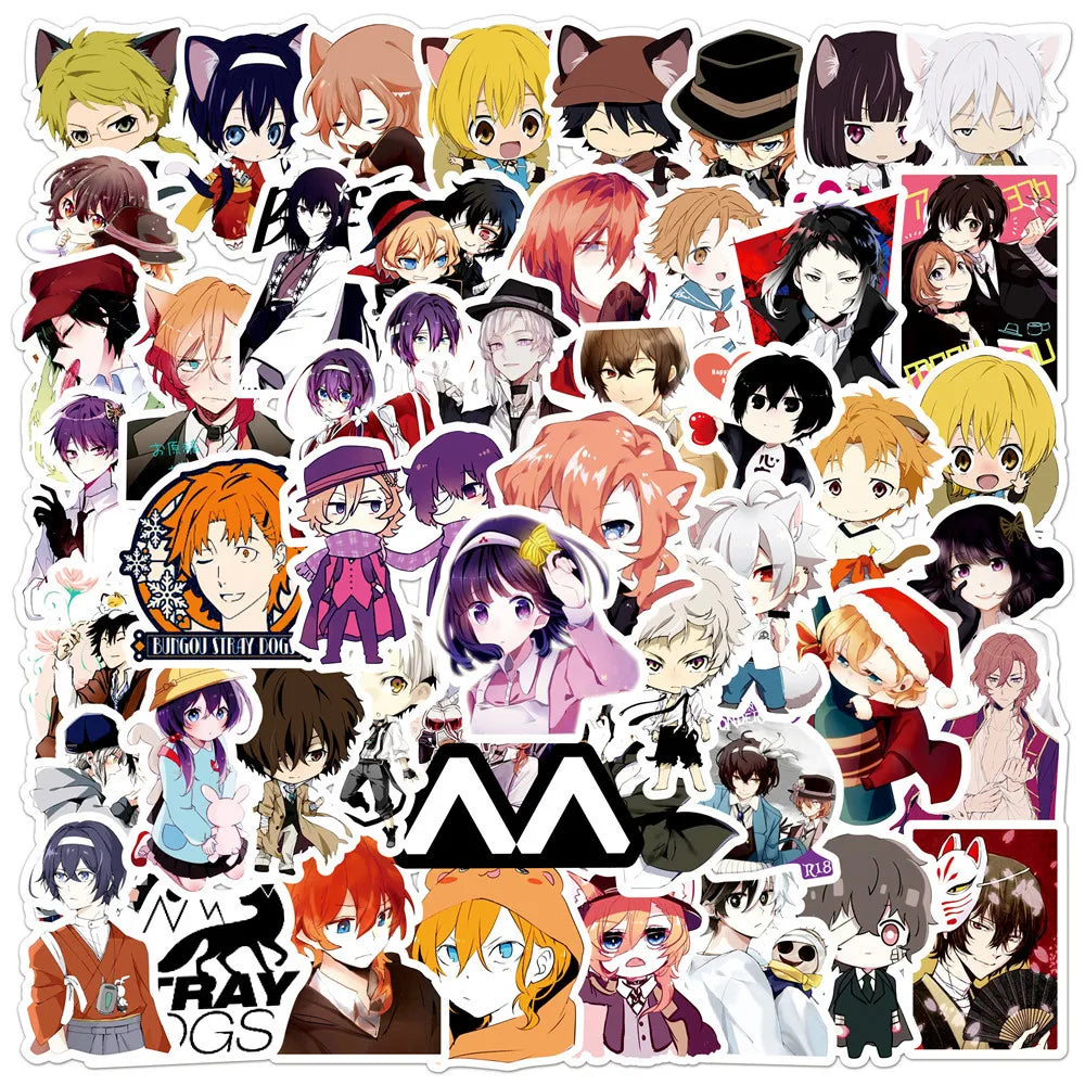 50pcs Bungo Stray Dogs Nakajima Atsushi Anime Stickers for Helmet Wall DIY Decoration