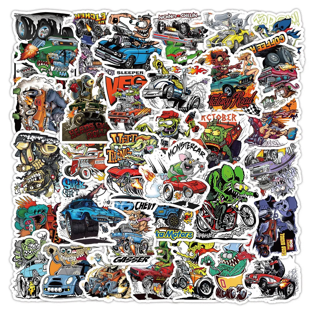 Devil Car Cartoon Graffiti Stickers 10/30/50pcs for Laptop, Motorcycle, Phone, Kids Toys, Helmet, Scrapbook