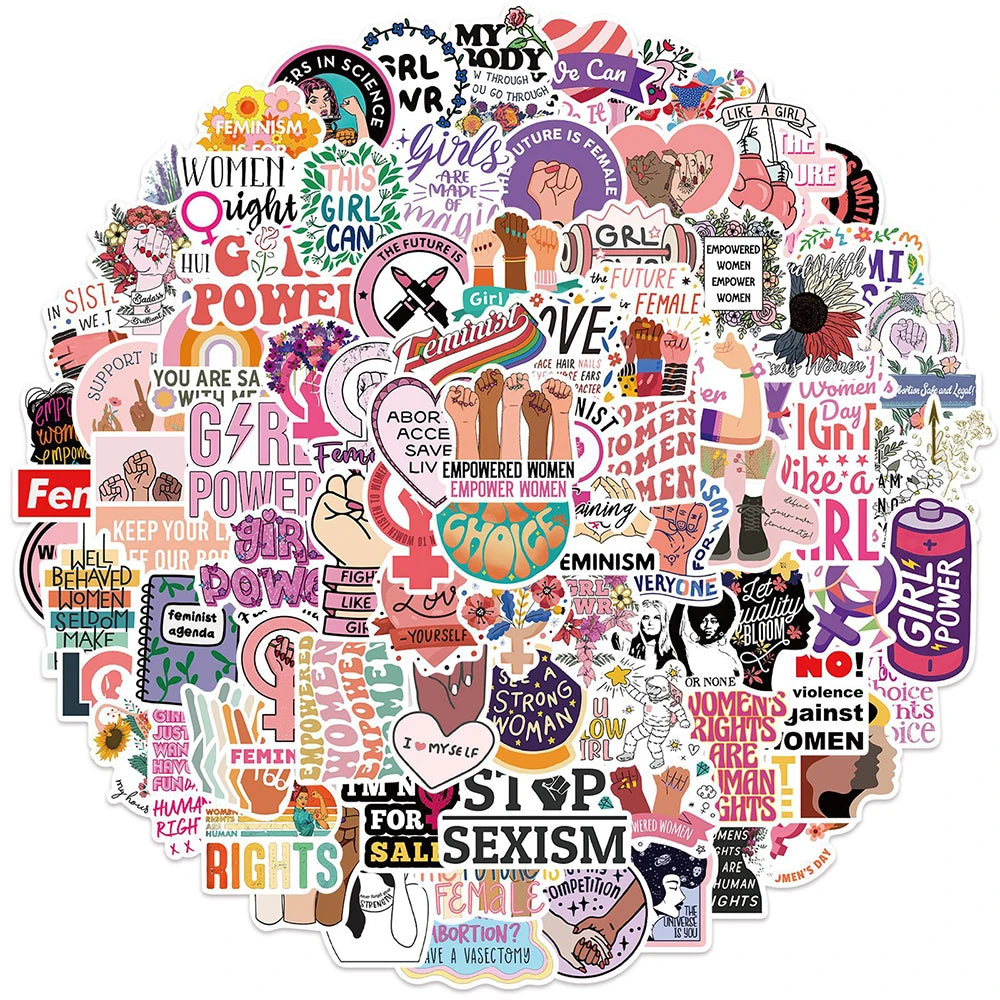 Women Feminist Inspirational Stickers Pack - Aesthetic DIY Decals for Notebook, Bike, Fridge, Phone
